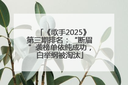 《歌手2025》第三期排名：“断眉”袭榜单依纯成功，白举纲被淘汰