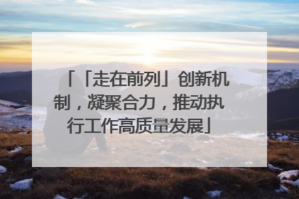 「走在前列」创新机制，凝聚合力，推动执行工作高质量发展