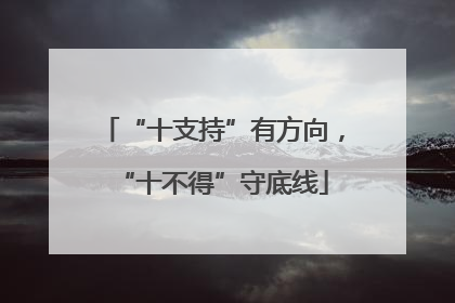 “十支持”有方向，“十不得”守底线
