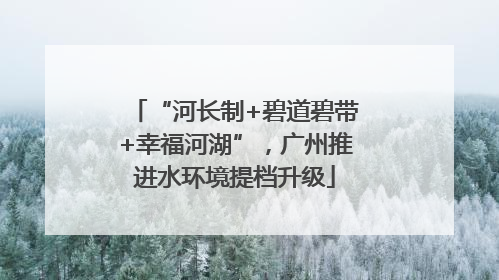 “河长制+碧道碧带+幸福河湖”，广州推进水环境提档升级
