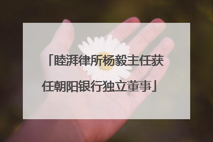 睦湃律所杨毅主任获任朝阳银行独立董事