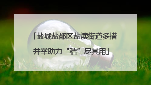 盐城盐都区盐渎街道多措并举助力“秸”尽其用