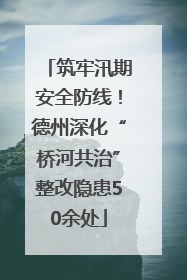 筑牢汛期安全防线！德州深化“桥河共治”整改隐患50余处