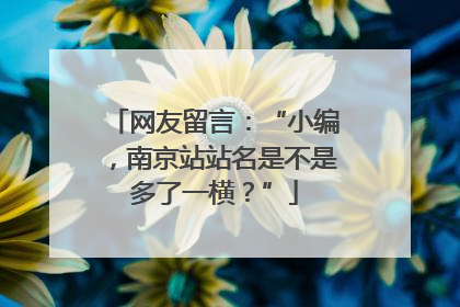 网友留言：“小编，南京站站名是不是多了一横？”