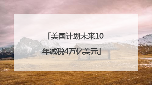 美国计划未来10年减税4万亿美元