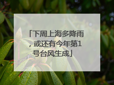 下周上海多降雨，或还有今年第1号台风生成