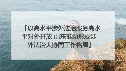 以高水平涉外法治服务高水平对外开放 山东推动形成涉外法治大协同工作格局
