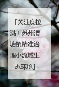 关注度拉满！苏州渭塘镇精准治理小流域生态环境