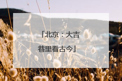 北京：大吉巷里看古今