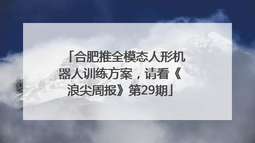 合肥推全模态人形机器人训练方案，请看《浪尖周报》第29期