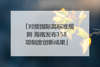 对接国际高标准规则 海南发布158项制度创新成果