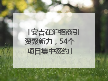 安吉在沪招商引资聚新力，54个项目集中签约