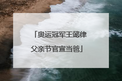 奥运冠军王懿律父亲节官宣当爸