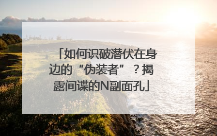 如何识破潜伏在身边的“伪装者”？揭露间谍的N副面孔