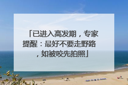 已进入高发期，专家提醒：最好不要走野路，如被咬先拍照