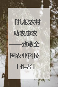 扎根农村 助农惠农——致敬全国农业科技工作者