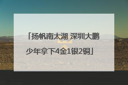 扬帆南太湖 深圳大鹏少年拿下4金1银2铜