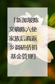 新加坡陈文确陈六使家族后裔返乡调研侨捐基金管理