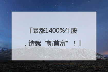 暴涨1400%牛股，造就“新首富”！