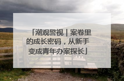 潮观警视｜案卷里的成长密码，从新手变成青年办案探长