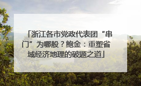 浙江各市党政代表团“串门”为哪般？鲍金：重塑省域经济地理的破题之道