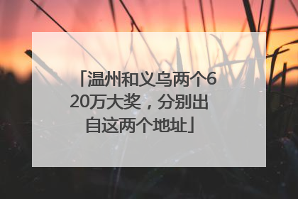 温州和义乌两个620万大奖，分别出自这两个地址