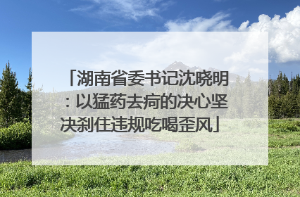 湖南省委书记沈晓明：以猛药去疴的决心坚决刹住违规吃喝歪风