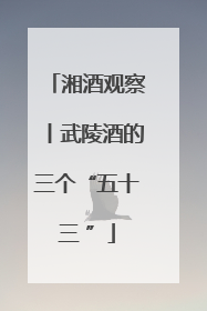 湘酒观察丨武陵酒的三个“五十三 ”