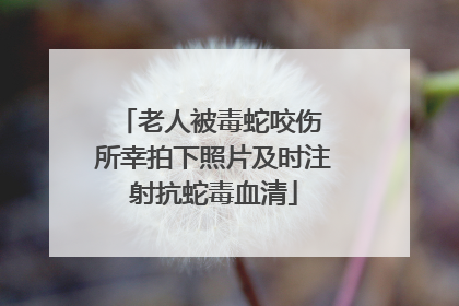 老人被毒蛇咬伤 所幸拍下照片及时注射抗蛇毒血清