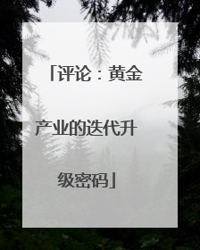 评论：黄金产业的迭代升级密码
