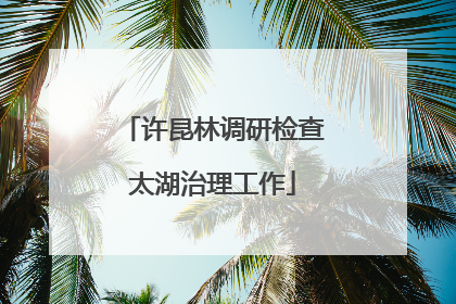 许昆林调研检查太湖治理工作
