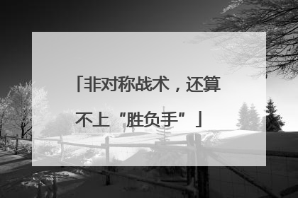 非对称战术，还算不上“胜负手”