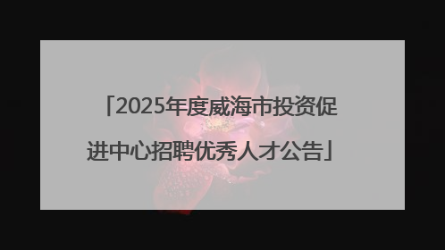 2025年度威海市投资促进中心招聘优秀人才公告