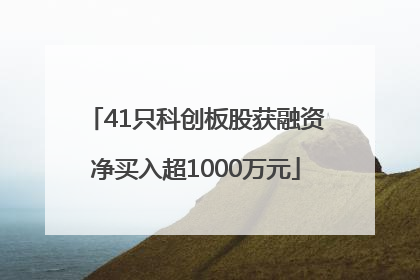 41只科创板股获融资净买入超1000万元