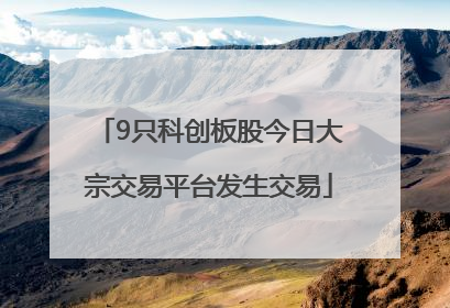 9只科创板股今日大宗交易平台发生交易