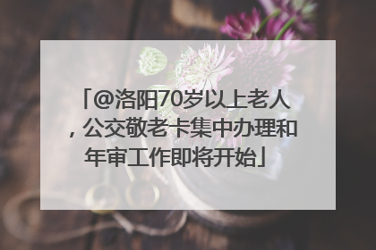 @洛阳70岁以上老人，公交敬老卡集中办理和年审工作即将开始